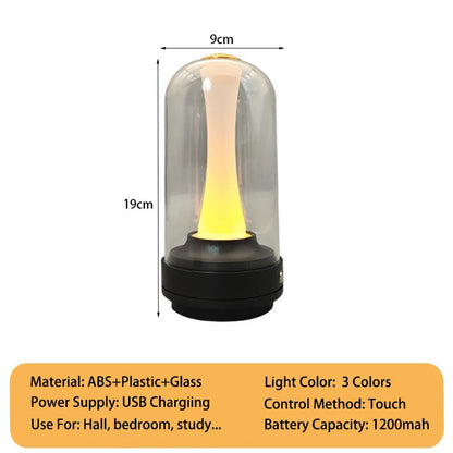 Dimmable Candle Room Lamp Rechargeable Touch Waterproof Reading Mood Light For Home Bedside Bar Desk Outdoor Mushroom Lamp