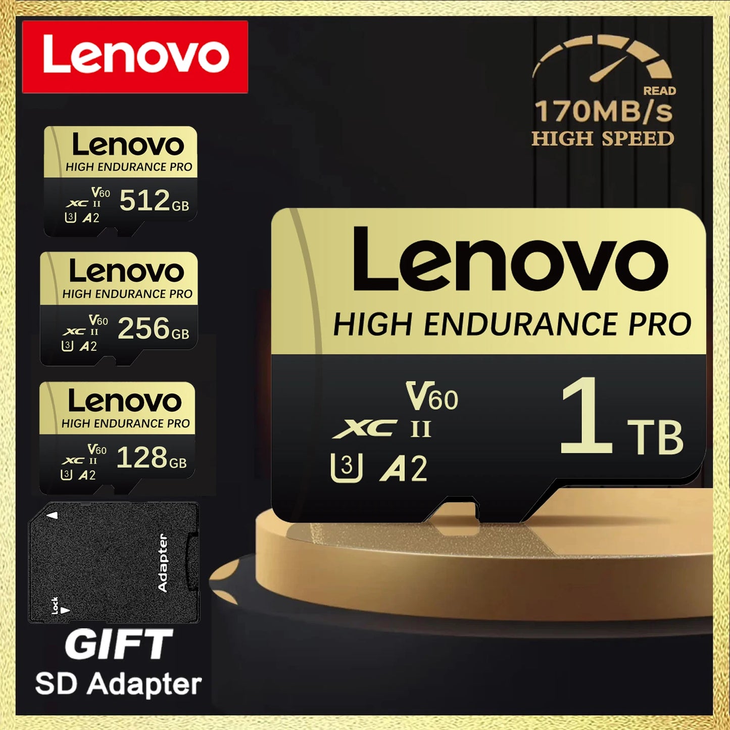 Lenovo SD Card Memory Card 1TB High Speed TF Flash Card 4K Full HD Video Micro SD Card 128GB 256GB 512GB For Xiaomi Camera PC