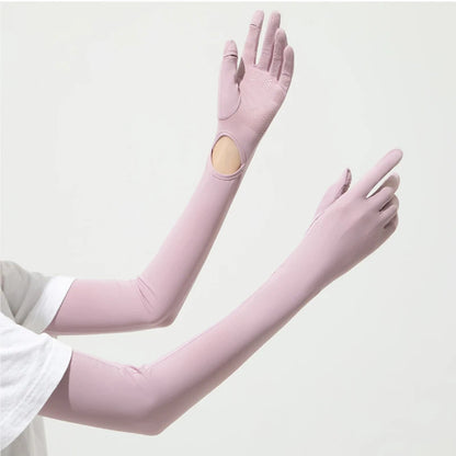 Summer Outdoor UV Protection Finger Long Gloves UPF50+Sunscreen Touchable Screen Sleeve Driving Bicycle for Outdoor Travel