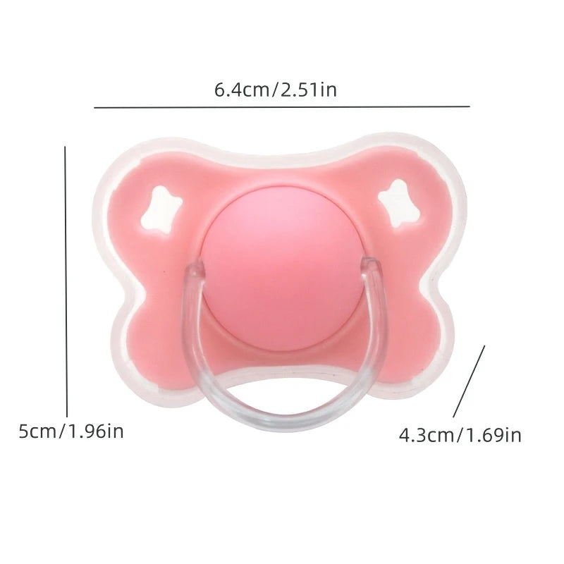 2pcs/pack Butterfly-shape Baby Pacifier Soother with Cover for Daily Use(Cherry Round Nipple) and Night Use(Thumb Nipple)