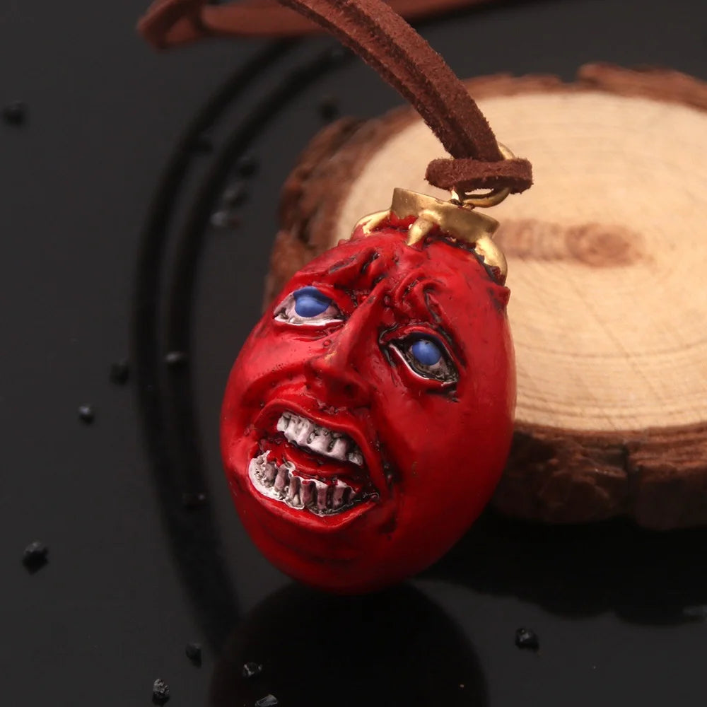 Fashing Popular anime Red Elliptical three-dimensional pendant Necklace Egg Of King Cosplay  Arc Resin Pendant Accessories Gift