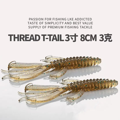 10pcs silicone soft bait lobster fishing bait 8cm sunken shrimp rotating double tail sea fishing outdoor fishing accessories