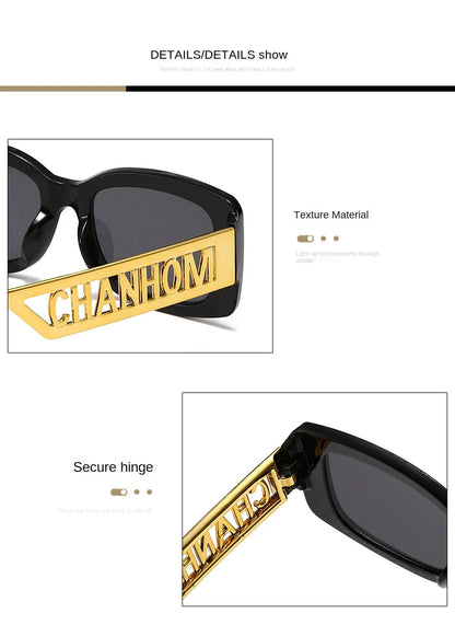 Fashion Fishing Sunglasses Male Female Black Frame Letter Palm Hip-hop Trend Brand High-end Sense Sunglasses Travel Sunglasses