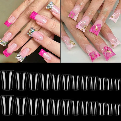 120Pcs Clear Duckbill Fake Nail Tips Full Cover False Fingertips 12Sizes Press On Nails Extension forManicure Salon Supplies Y2K