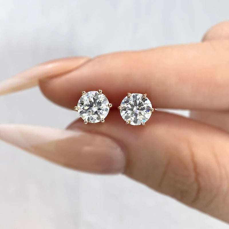 DW 0.1ct-2ct D Color Certified Moissanite Stud Earrings Lab Created Diamond 925 Sterling Silver Gold Plated Wedding Fine Jewelry