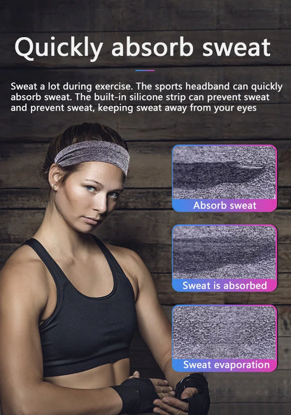 1pcs Sweatband Moisture-Wicking Breathable Men Women Sports Elastic Headband for Fitness gym Running  basketball