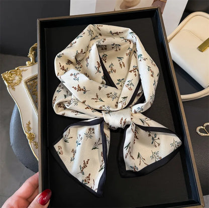 Fashion Skinny Silk Scarf for Women Letter Hair Ribbons Headbands Bandana Female Bag Wrist Wrap Neckerchief Foulard Neck Ties