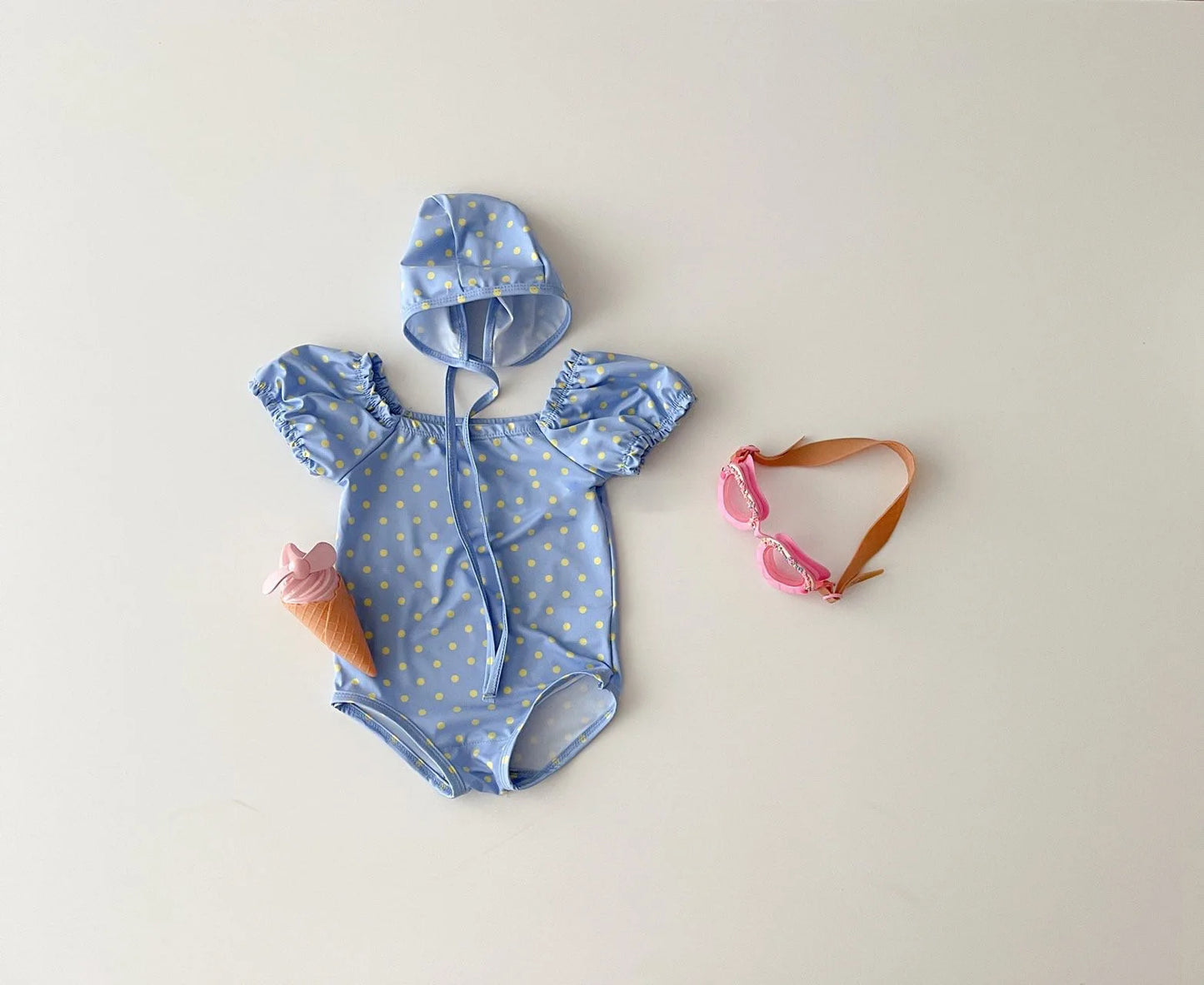 2025 Summer New Baby Girl Long Sleeve Sunscreen Swimsuit Newborn Bodysuit Toddler Girls Heart Print One Piece + Hat
