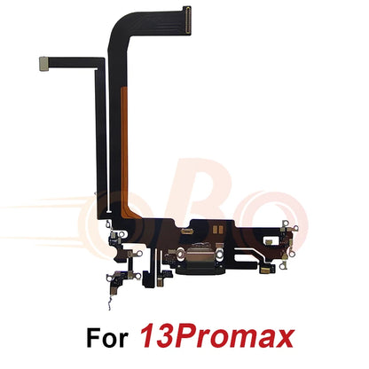 Charging Port Flex Cable for iPhone 11 12 13 Pro Max Mini Black White USB Charger Dock Connector with Microphone Repair (1PC)
