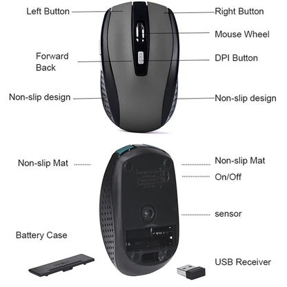 2.4G Wireless Mouse 2.4Ghz Gaming Mouse 6D Optical Wireless Mouse Slim Mini Noiseless Mice  DPI1600 for Macbook PC Laptop