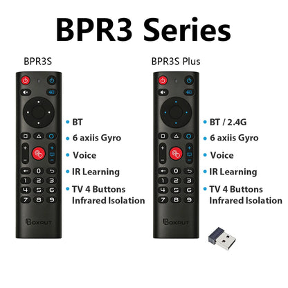 BPR3S PLUS BT Air Mouse Voice Function IR learning TV 2.4G Wireless Remote Controller With Gyroscope for Android TV Box/PC