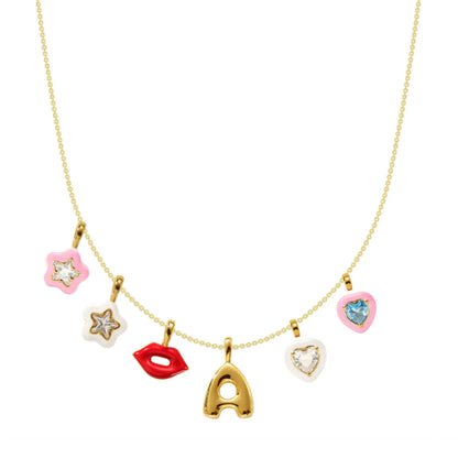 Y2K fashion heart-shaped flower colored lip pendant, suitable for DIY necklaces, bracelets, keychains, bag buckles