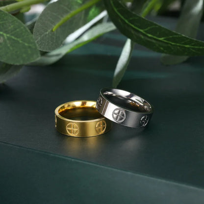Fashion Classic Cross Stainless Steel Rings For Women Men Gold Color Luxury Jewelry Wedding Gift
