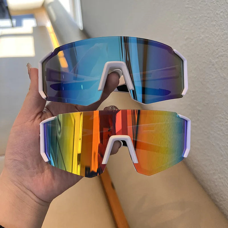 Hiking 2pcs Cycling Anti Light Glasses Men Women UV400 Sandproof Eye Protector Shades Outdoor Sports Goggle Anti Radiation Lens