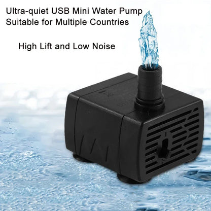 Ultra Quiet USB Aquarium Fish Tank Filtration Pump Mini Pet Fountain Submersible Adjustable Flow Water Circulation Pump 5V