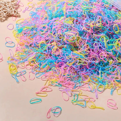 500/1000/2000pcs Girls Colourful Disposable Rubber Band Hair Ties Headband Children Ponytail Holder Bands Kids Hair Accessories