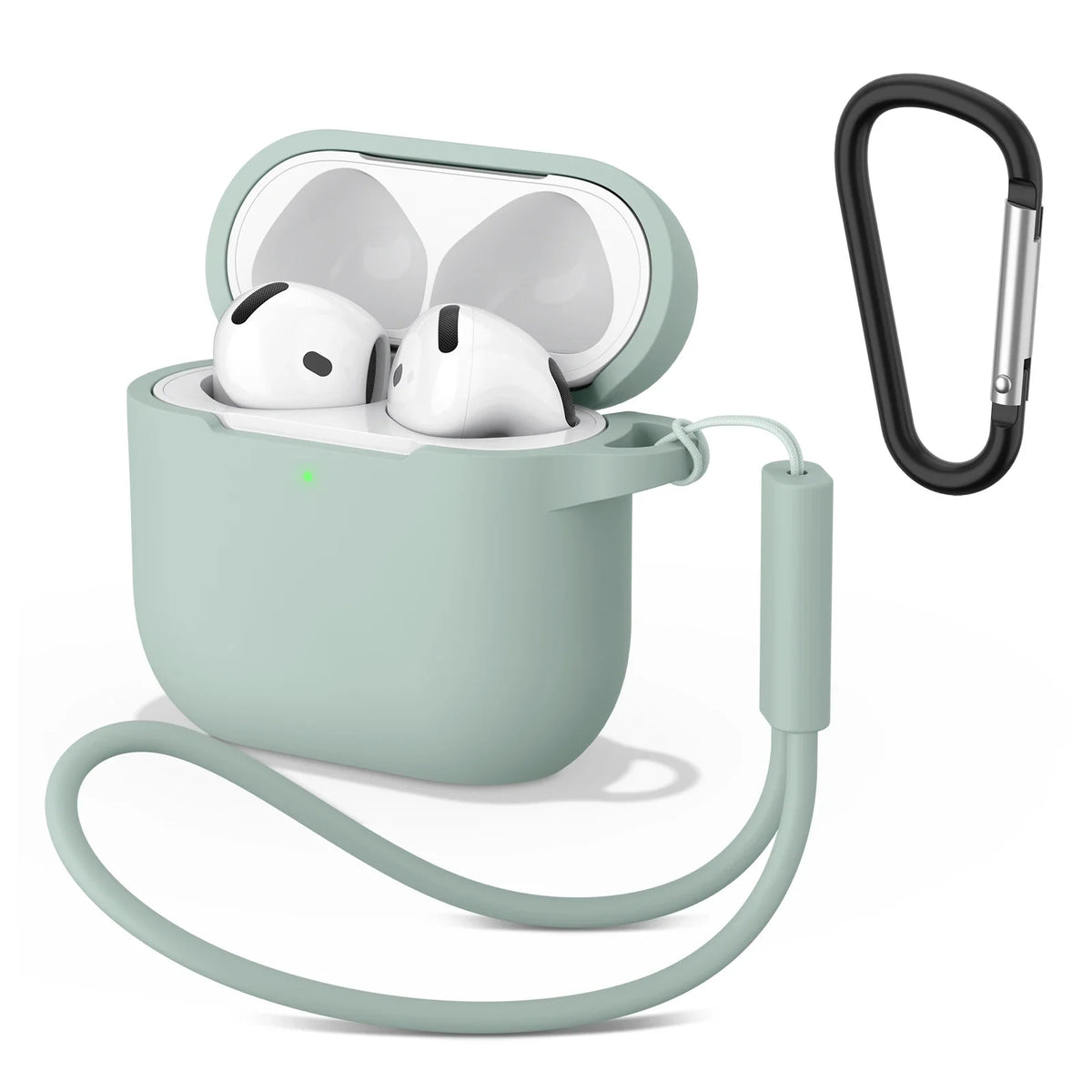 Soft Silicone Cases For Apple Airpods 4 Wireless Bluetooth Headset Cover For Air Pods 4 Protective Case With Lanyard Carabiner