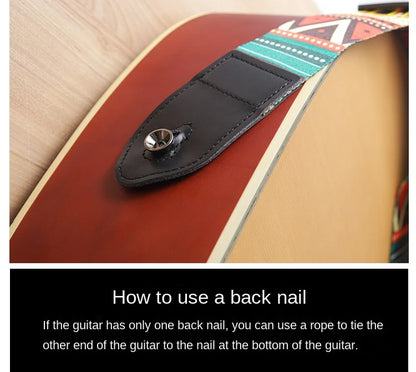 Fashion Retro Ethnic Style Guitar Strap Adjustable Leather Strap for Folk Guitar Electric Guitar Bass Ukulele Guitar Accessories