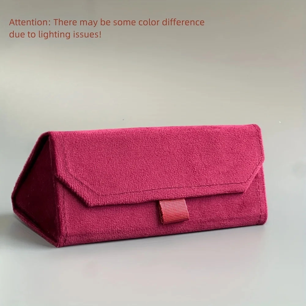1pc Velvet Triangle Folding Glasses Women Case Elegant Sunglasses Case Purse Hard Men Soft Elegant Reading Glasses Box Glasses C
