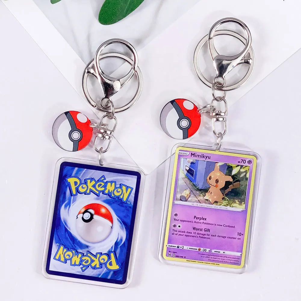 Pokémon Card Cute Acrylic Car Keychain Accessories Pikachu Charizard Gengar EeveeBag Charm Backpack Pendant Gifts For Friends