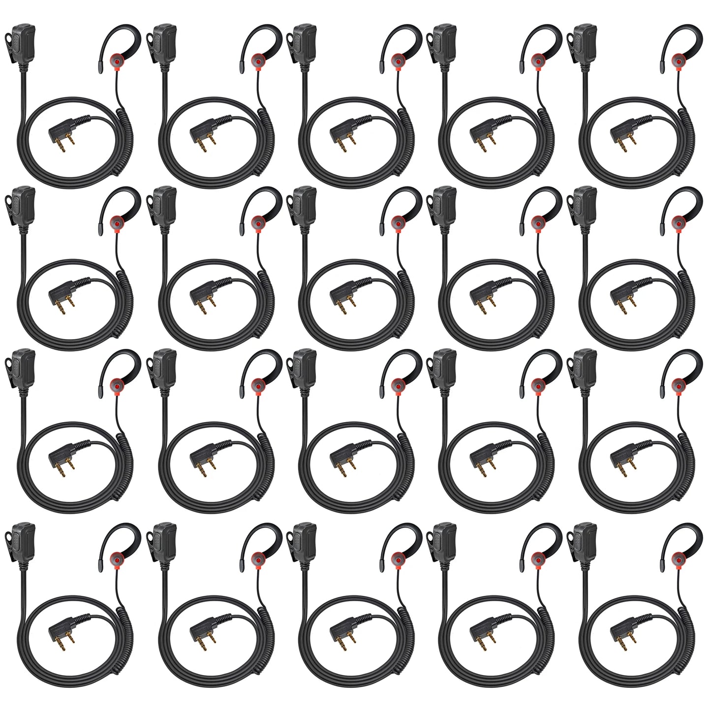 Two Way Radio 2 Pin K Head Soft Ear Hook Earpiece Walkie Talkie Headset with Mic PTT for BaoFeng UV-5R BF-888s Kenwood Retevis