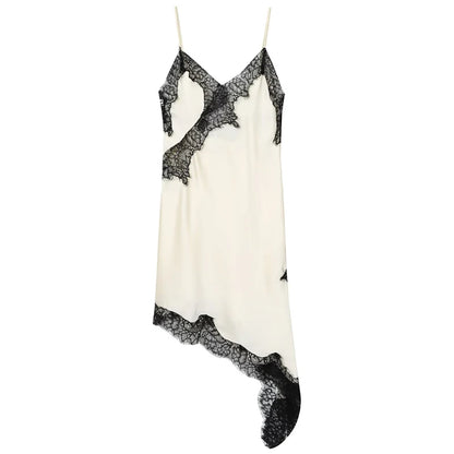 HXAO Slip Womens Dresses Sleeveless Black Lace Dress Woman Asymmetrical Elegant Party Dresses Sexy Backless Satin Yellow Dress