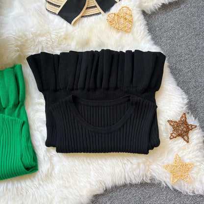 YuooMuoo Chic Fashion Sexy Package Hips Ruffled Mini Dress Women Summer Slim Elastic Knitted Party Dress Streetwear Lady Outfits