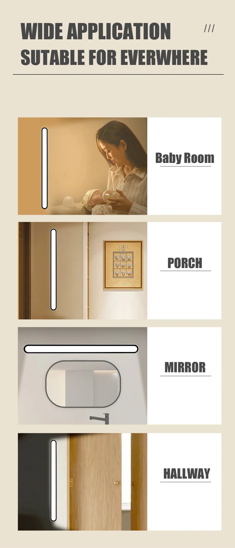 Desk Lamp 48cm Hanging Magnetic Table Lamp USB Or Rechargeable LED Reading Light Dimmable Cabinet Bedside Mirror Night Light