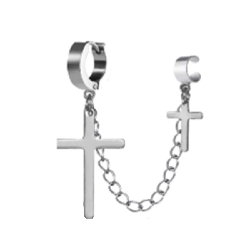 1 Fashionable Punk Cross Pendant Stainless Steel WOMEN'S Earrings
