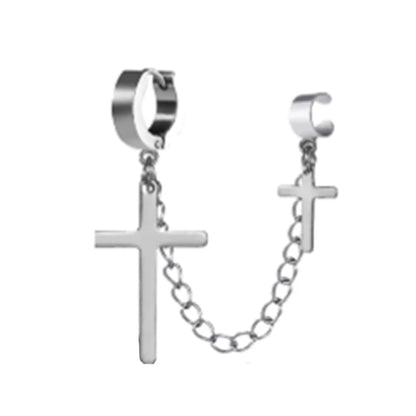 1 Fashionable Punk Cross Pendant Stainless Steel WOMEN'S Earrings
