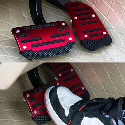 Aluminum Car Pedal Cover Set  Automatic Manual Transmission Gas Foot Covers in Red Silvery, Blue - Stylish Auto Interior