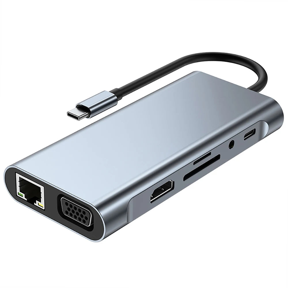11-in-1 4K USB C 3.0 HUB Type C to HDMI-compatible USB 3.0 Adapter Type C HUB Dock PD 87W USB C Splitter for MacBook Pro Air