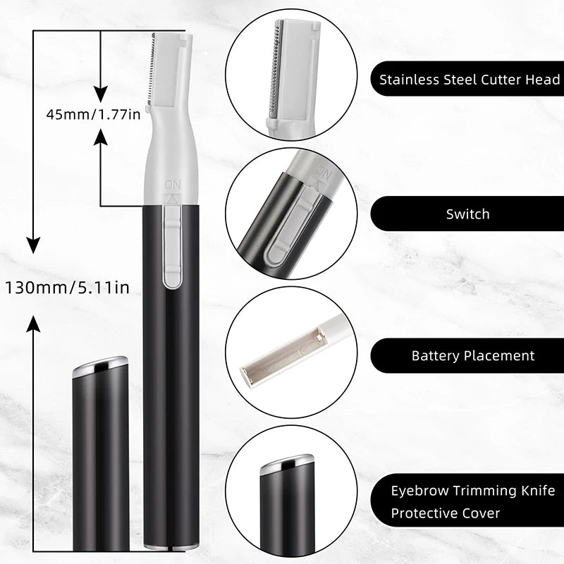 Electric Mini Eyebrow Trimmer Shaver Hair Removal Facial Neck Body Arms Legs Blur - Rechargeable Personal Grooming Kit