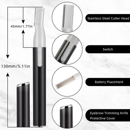 Electric Mini Eyebrow Trimmer Shaver Hair Removal Facial Neck Body Arms Legs Blur - Rechargeable Personal Grooming Kit