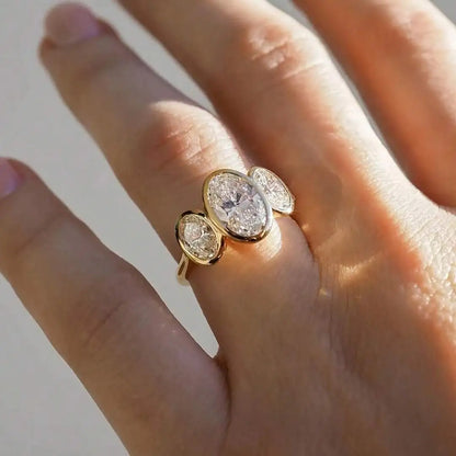 Minimalist Goose Egg Shape Synthetic Zirconia Retro Style Fashion Ring Wedding Jewelry for Men Women