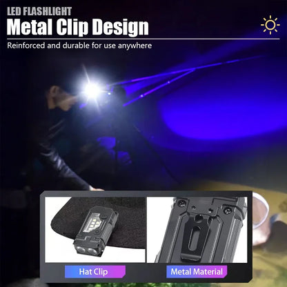 Mini USB Rechargeable LED Flashlight - Portable Super Bright Torch with Tail Magnet, Side COB Emergency Light & Camping Lantern