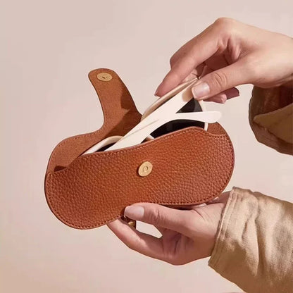Portable Glasses Bag Soft Leather Sunglasses Pouch Slim Fashion Glasses Case Holder Glasses Organizer Travel Sunglasses Pouch
