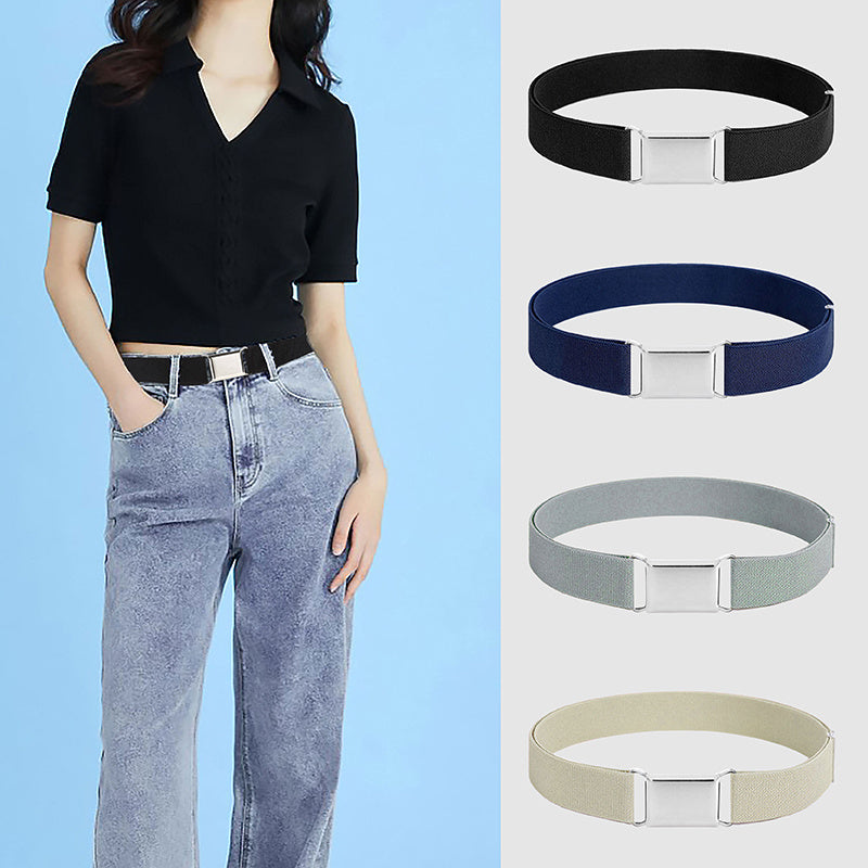 Women's Adjustable Elastic Stretch Belt Comfortable Invisible Waist Belt for Jeans Pants Dress Square Easy Buckles Waist Belt