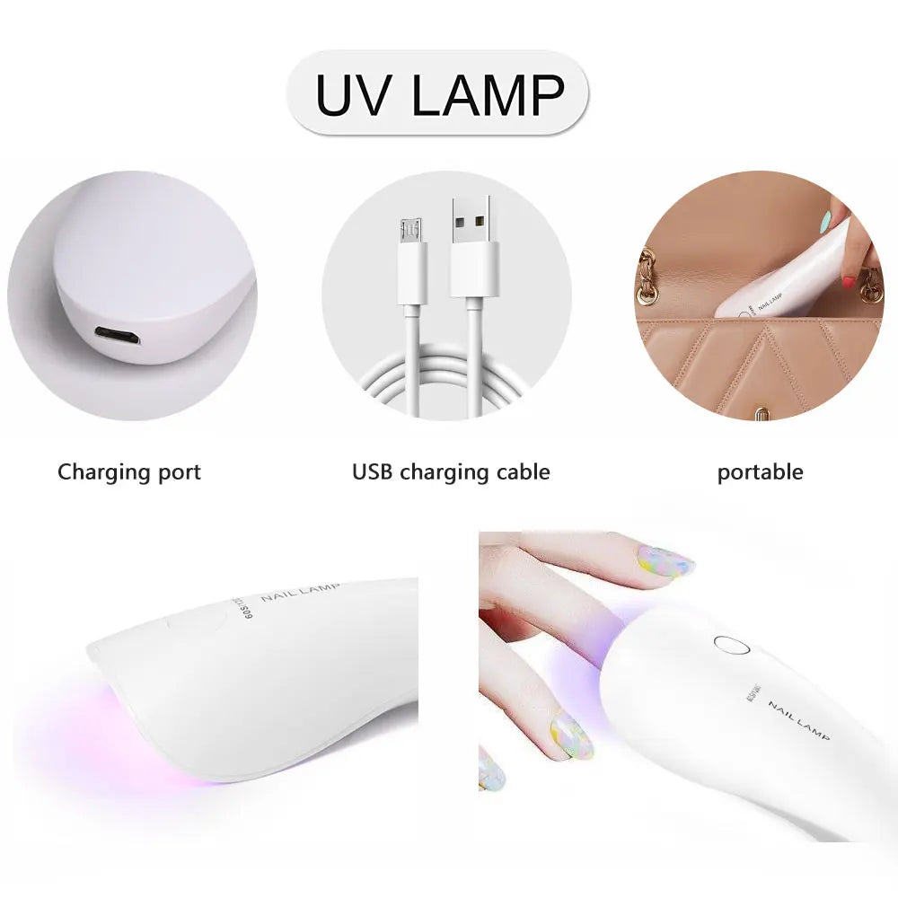 LINMANDA Handheld UV LED Nail Lamp USB Rechargeable Mini Manicure Lamp Nail Dryer With 5 Lamp Beads Quick Drying Gel Nail Polish