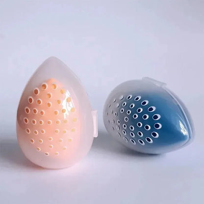 1Pcs Egg Shaped Empty Makeup Sponge Storage Box Portable Plastic Cosmetic Puff Organizer Rack Blender Holder Stand Drying Box