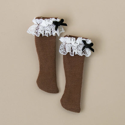 Blyth Socks Fashion Long Socks Lace Bow Socks Black White for Licca Azone Momoko OB24 OB22 OB27 YMY Doll Accessories