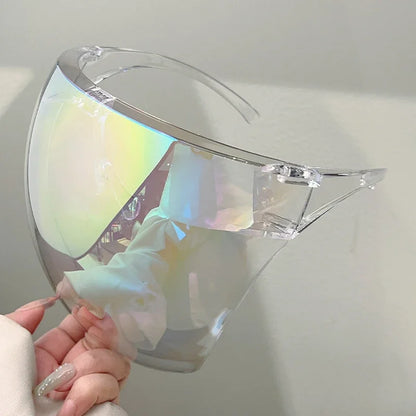 KAMMPT Huge Sports Goggle Men Futuristic Mirror Outdoor Cycling Protective Sunglasses Women Trendy Wrapped Round Anti-UV Shades