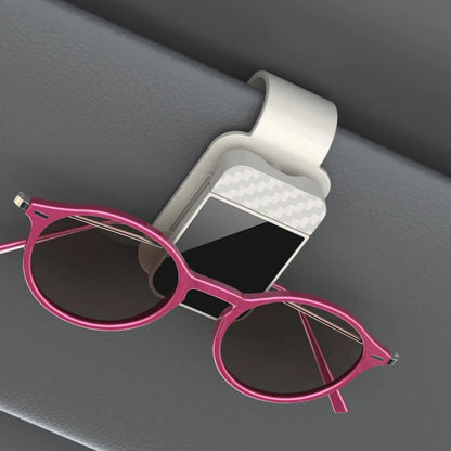 Car Carbon Fiber Eyeglass Clip Multifunctional Car Sunglasses Frame Ticket Clip Horizontal Sunshade Sunglasses Storage Product