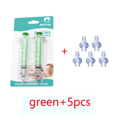 10ML Baby Nasal Syringe Set with 5 Silicone Heads Baby Nasal Aspirator Qucik Syringe Nose Cleaner Rinsing Tools for Infant Kids