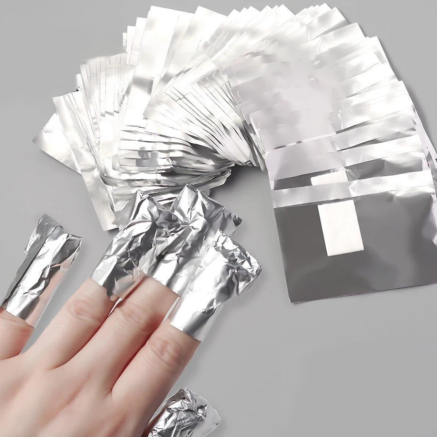100Pcs Bag Aluminium Foil Nail Art Soak Off Polish Nail Removal Wraps Towel Gel  Remover Manicure Tool