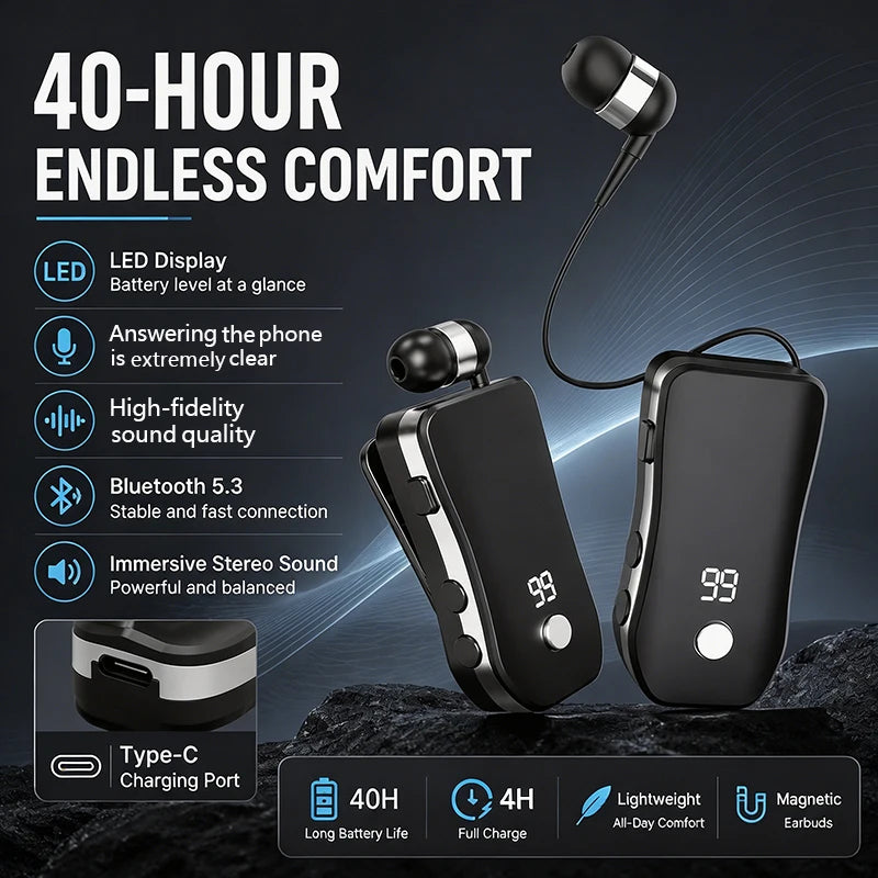 X-100-In-ear smart headphones,Wirelessheadphones, sports headphones, business car headphones, music headphones, retractable