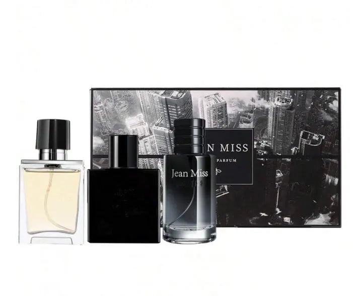 3 piece set, men's eau de Toilette spray gift box, lasting fragrance, 3 different flavors, perfect for holiday gifts, dates, eve