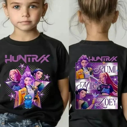 Kpop Dem on Hunt Ers Print Graphic Tshirt Summer Kids Clothes 2026 Movie T Shirt Girls Boys Short Sleeve Top Comfortable T-shirt