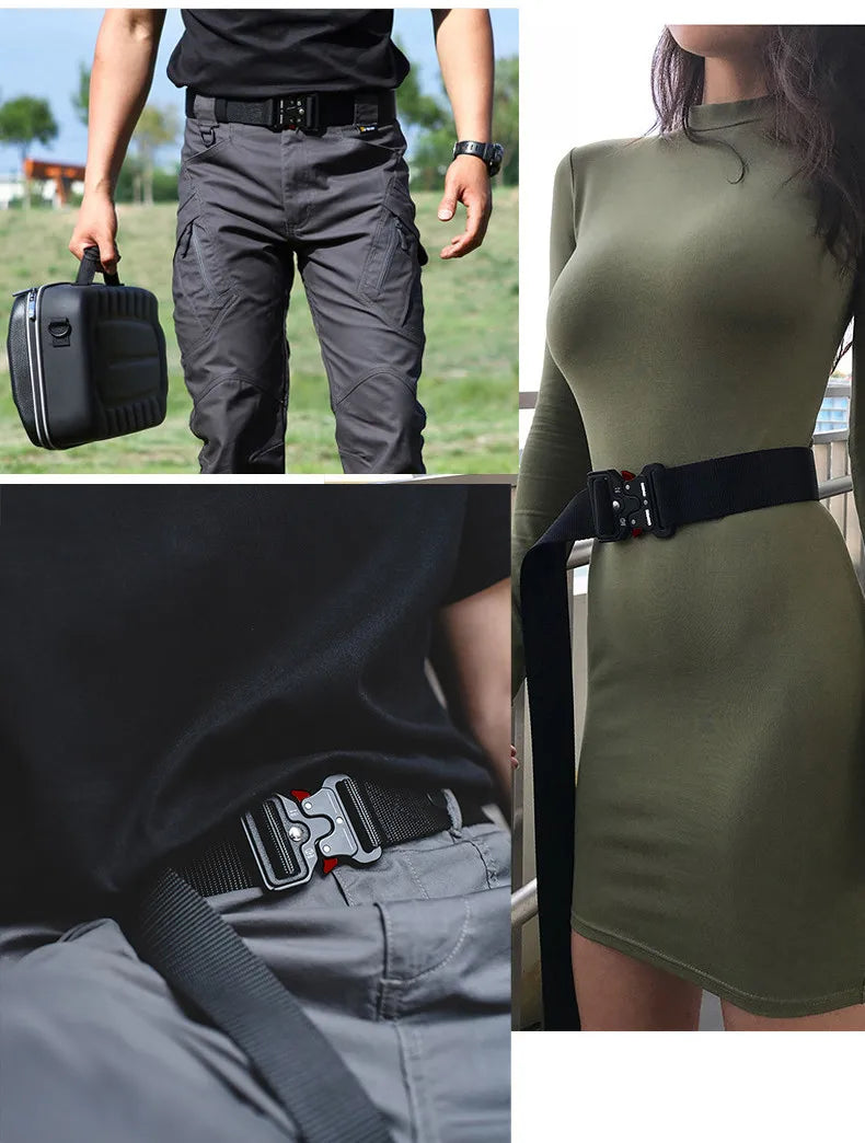 1 Piece Men's Tactical Sports Belt, Quick Release Symmetrical Buckle, Polyester Fiber, Suitable for Outdoor Training Military