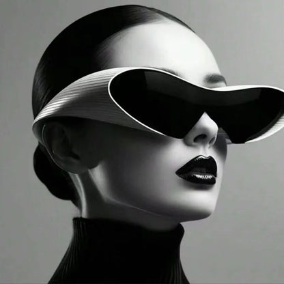 New Alien Uv Resistant Sunglasses, Punk Goggles, Futuristic Y2k Large Frame Integrated Sunglasses 7751